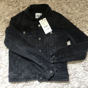Distressed black jean jacket